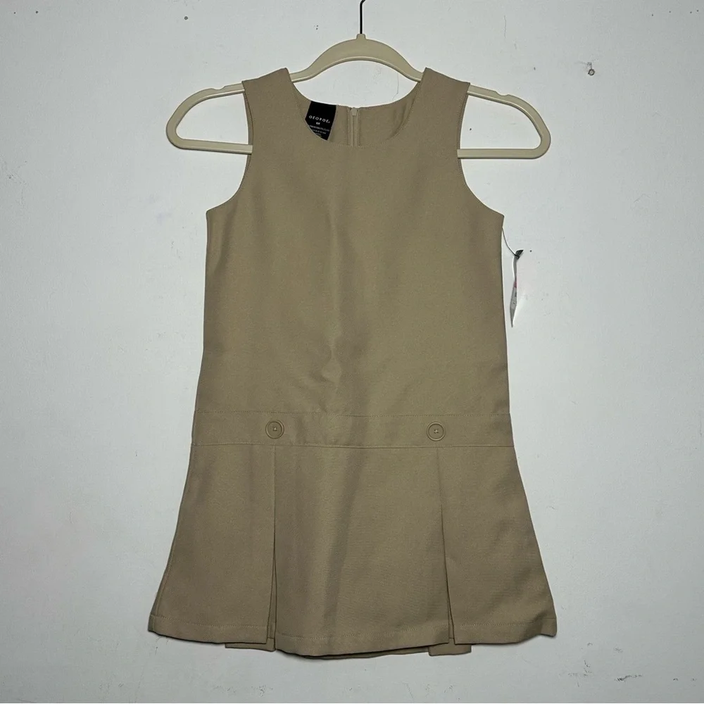 George Girls Khaki Uniform Jumper‎ Dress Pleated School Kids Size 6X NEW